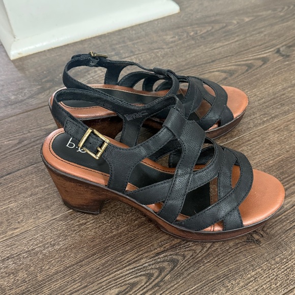 BOC black strappy sandal wood heel 8 - Picture 4 of 9